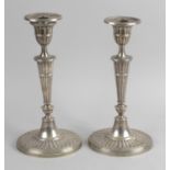 A pair of George V silver mounted candlesticks in Neo-Classical style,