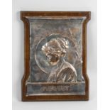 A late 19th century Arts and Crafts plated copper plaque,