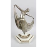 An Art Deco silvered bronze figure,