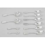 Six George IV silver Fiddle pattern dessert spoons,