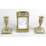 A late 19th century French brass cased carriage clock,