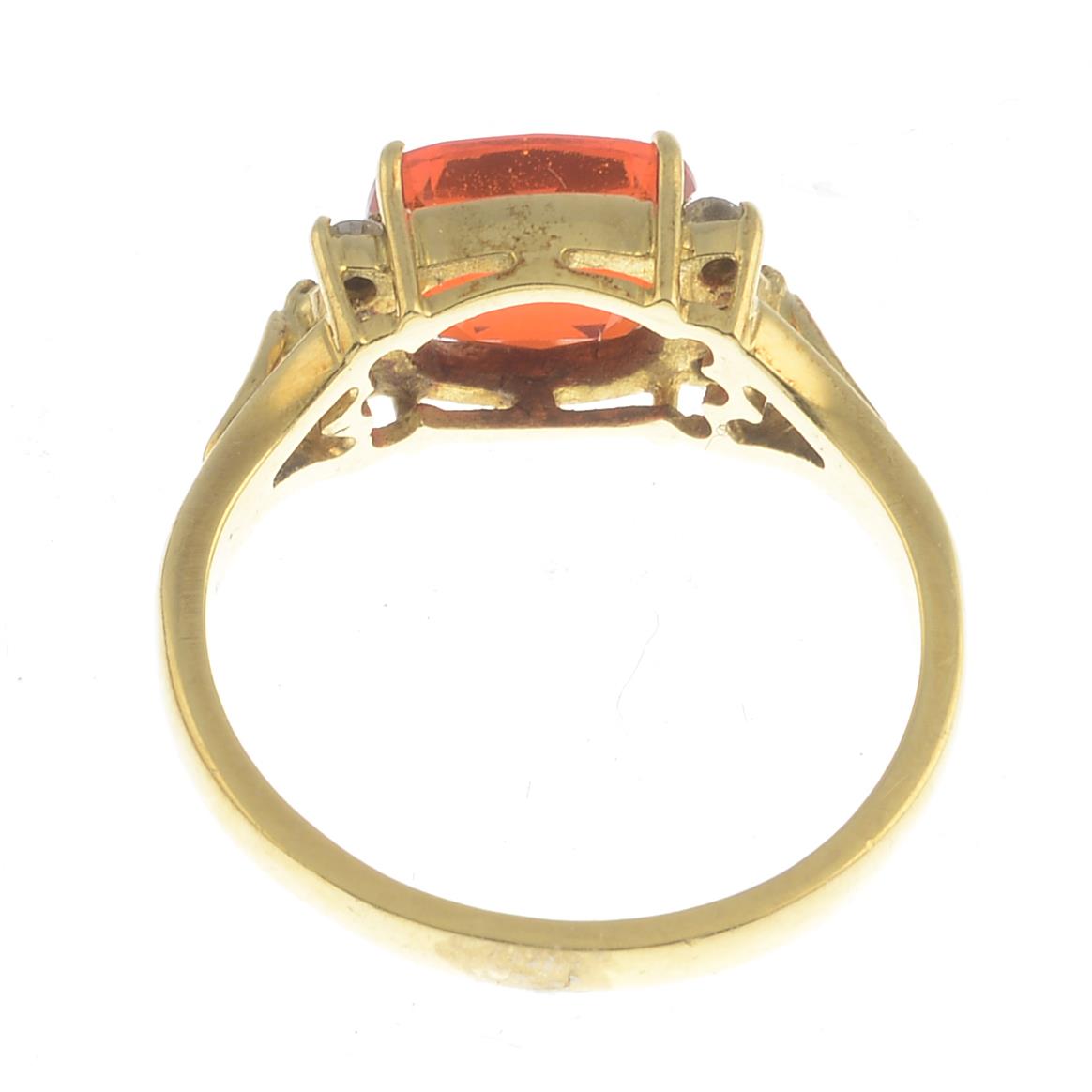 An 18ct gold fire opal and diamond ring. - Image 2 of 3