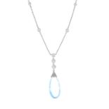 An aquamarine and diamond necklace.