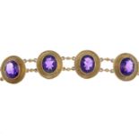 A 1970s 9ct gold amethyst bracelet.