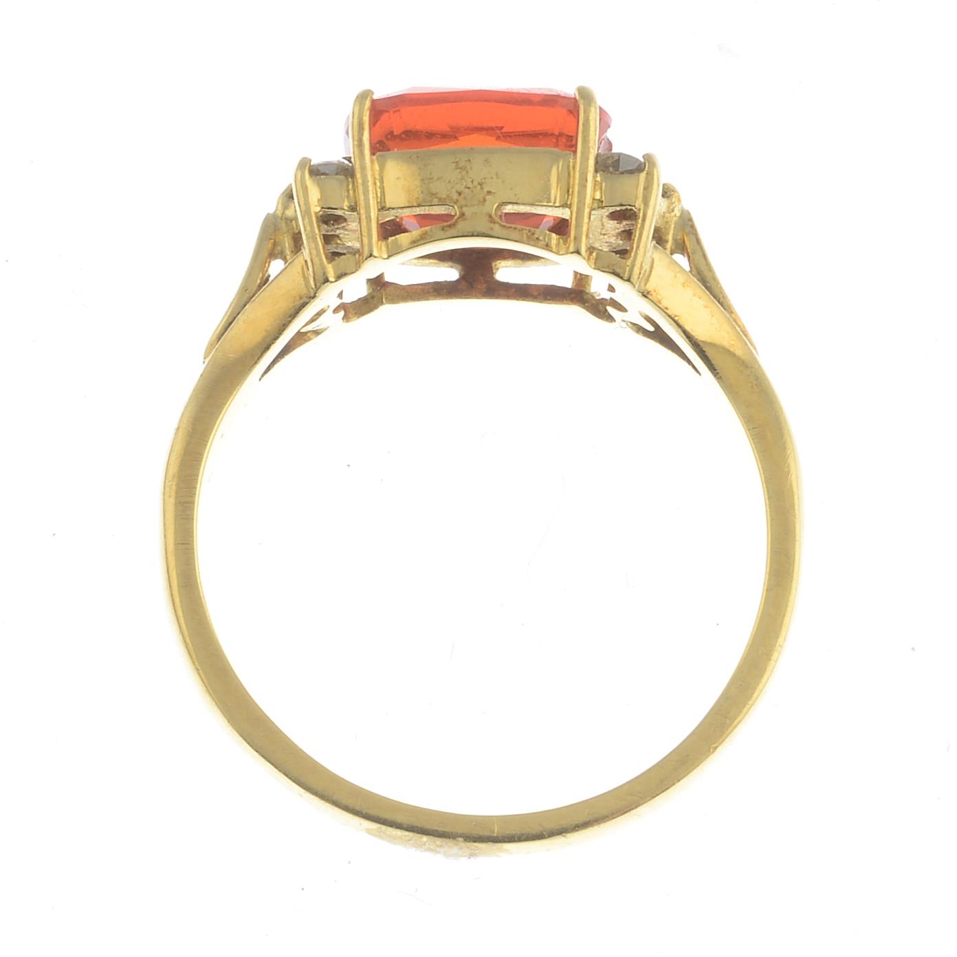 An 18ct gold fire opal and diamond ring. - Image 3 of 3