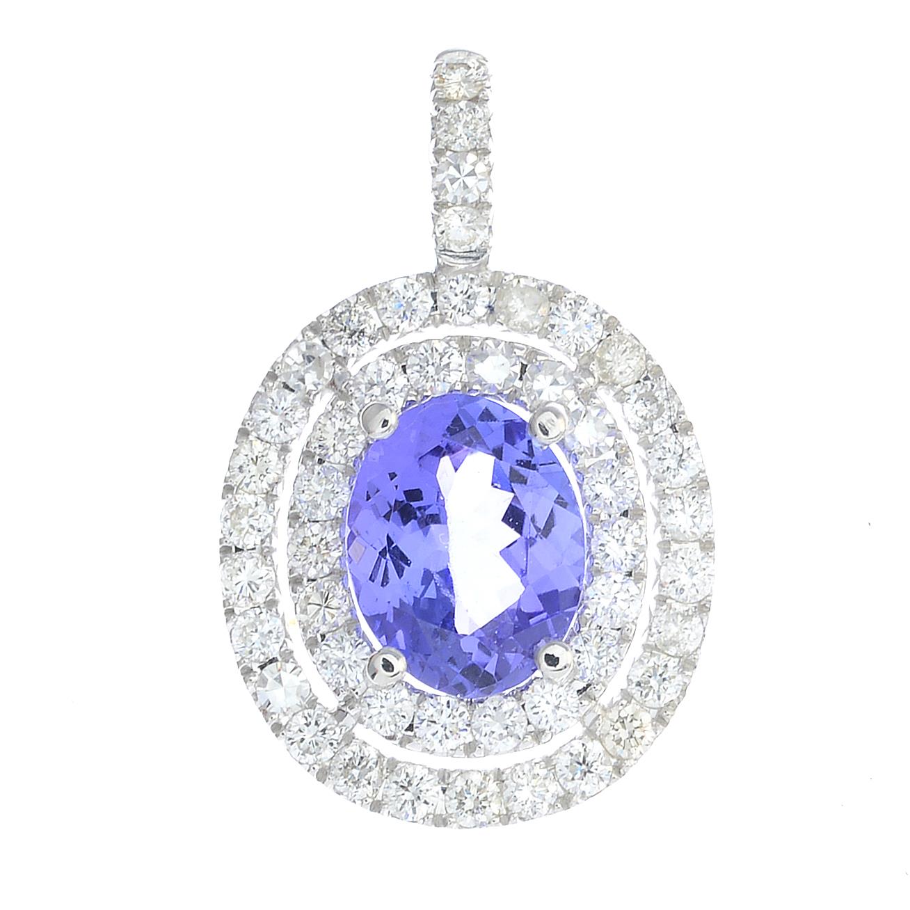 A tanzanite and diamond pendant.