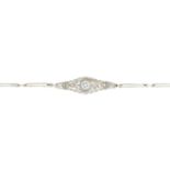 A mid 20th century 18ct gold diamond bracelet.