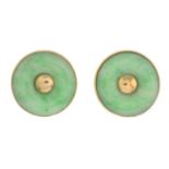 A pair of jade clip-on earrings.