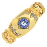 A late Victorian 15ct gold sapphire and diamond ring.