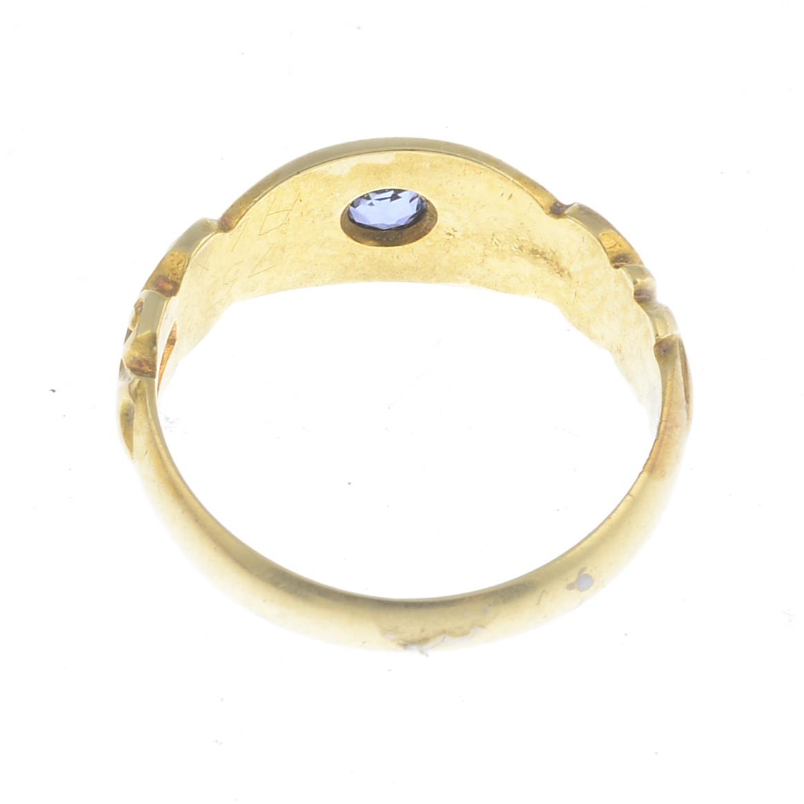 A late Victorian 15ct gold sapphire and diamond ring. - Image 2 of 3
