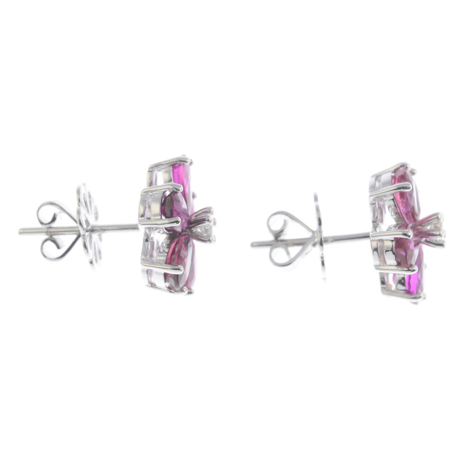 A pair of ruby and diamond earrings. - Image 2 of 2