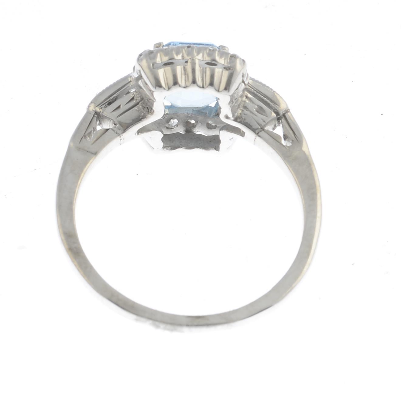 An aquamarine and diamond dress ring. - Image 2 of 3