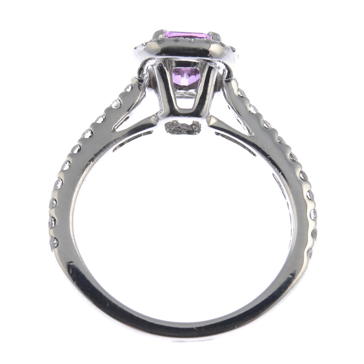 A platinum sapphire and diamond cluster ring. - Image 2 of 4