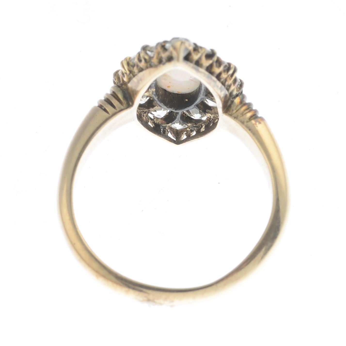 A late Victorian 18ct gold opal and diamond cluster ring. - Image 2 of 3