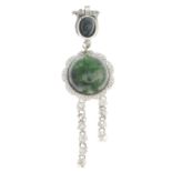 A tourmaline and diamond pendant.