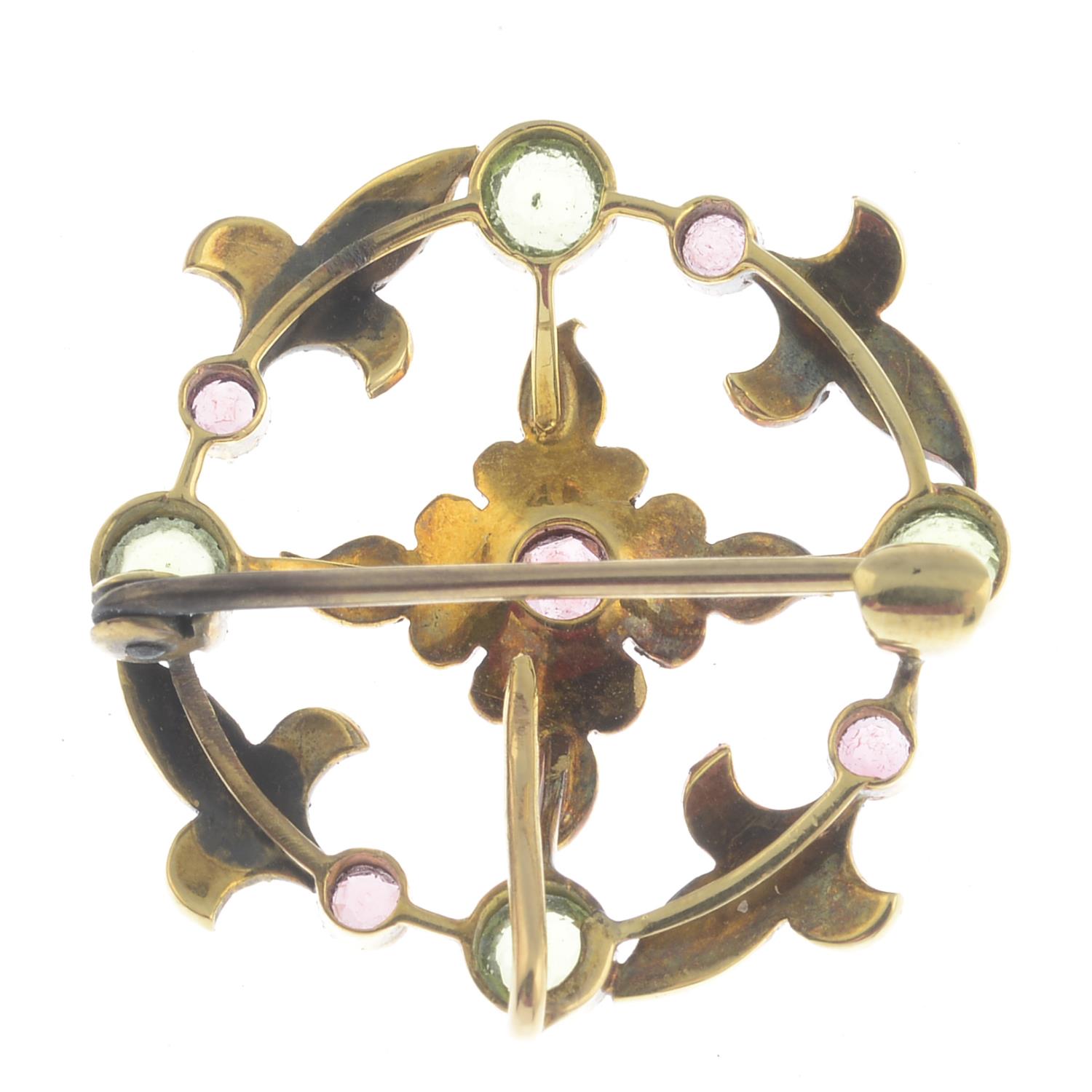 An early 20th century 15ct gold gem-set brooch. - Image 2 of 2