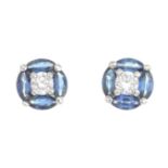 A pair of 18ct gold sapphire and diamond earrings.