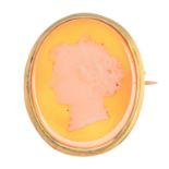 A carnelian cameo brooch.