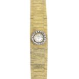 JAEGER-LECOULTRE - a ladies mid 20th century 18ct gold diamond cocktail watch.