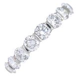 A platinum diamond eternity ring.