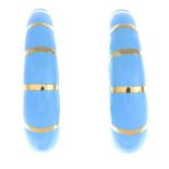 BULGARI - a pair of enamel earrings.