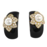 VAN CLEEF & ARPELS - a pair of 18ct gold diamond and gem-set earrings.