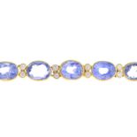 A sapphire and diamond bracelet.