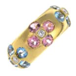 DAVID MORRIS - an 18ct gold diamond gem-set ring.