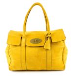 MULBERRY - a yellow suede Crocodile Print Bayswater handbag.