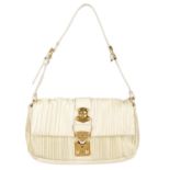 MIU MIU - a cream Plissé baguette handbag.