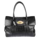 MULBERRY - a black Crocodile Embossed Bayswater handbag.