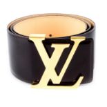 LOUIS VUITTON - a Terre D'Ombre Vernis belt.