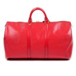 LOUIS VUITTON - a red Epi Keepall 50 luggage bag.