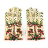 DOLCE & GABBANA - a pair of fancy embellished leather gloves.