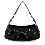 CHRISTIAN DIOR - a black coated leather buckle baguette handbag.