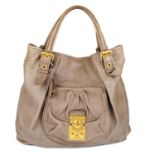 MIU MIU - a large grey leather handbag.