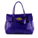 MULBERRY - a blueberry glazed goatskin Bayswater handbag.