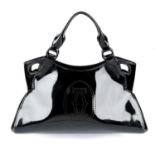 CARTIER - a black patent Marcello de Cartier handbag.