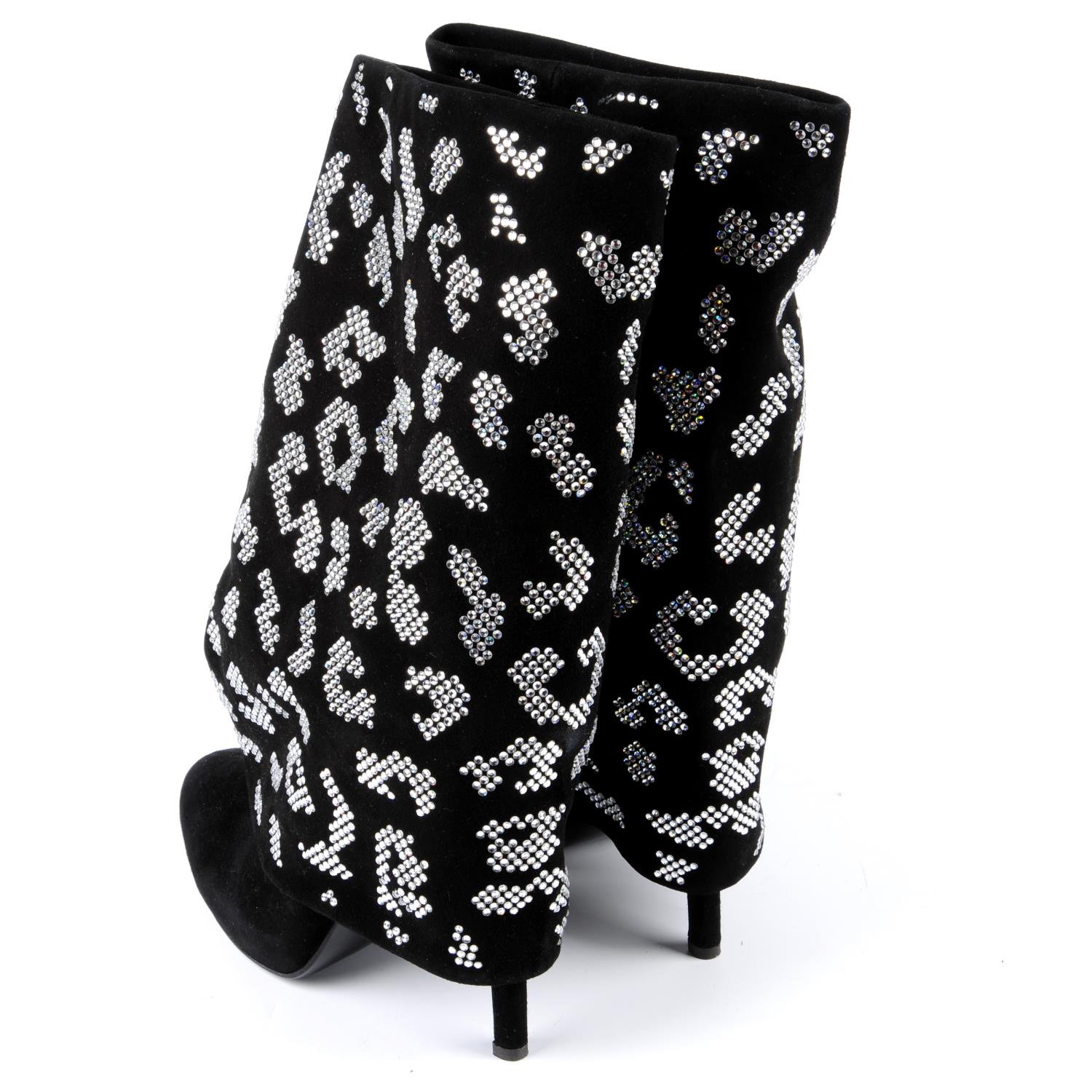 BALMAIN - a pair of black embellished suede Babette boots. - Image 4 of 4