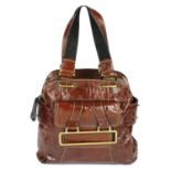 CHLOÉ - a brown glossed leather handbag.