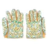 DOLCE & GABBANA - a pair of fancy embellished leather gloves.