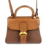 DELVAUX - a Brilliant ostrich leather handbag.