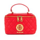 LOVE MOSCHINO - a quilted red vanity handbag.
