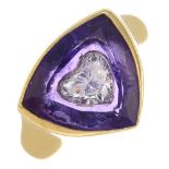 An 18ct gold amethyst and diamond dress ring.