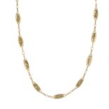 An early 20th century 18ct gold Albert chain, with lobster clasp terminal.Length 39cms.
