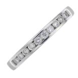 A platinum brilliant-cut diamond half eternity ring.