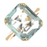 A single-stone ring, set with an aquamarine.