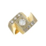 A diamond crossover ring.Estimated total diamond weight 0.50ct,