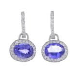 A pair of tanzanite and diamond earrings,