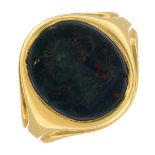 An early 20th century 18ct gold bloodstone signet ring.